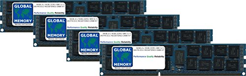 GLOBAL MEMORY 64 GB (4 x 16 GB) DDR3 1866 MHz PC3 - 14900 240-PIN ECC Registered DIMM (RDIMM) Memoria RAM Kit per Apple Mac PRO (fine 2013)