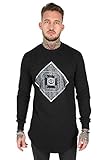 einzigartige drucken JUNQ COUTURE® RA1 Longline übergroßen Sweatshirt mit zentralen Druck Langarm-Shirt für Herren