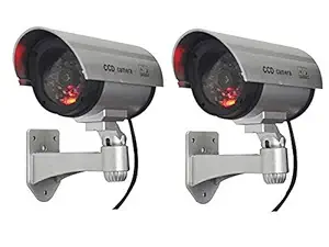 Gnanex Dummy Security CCTV Fake Bullet Camera Pack of 2 with Flashing LED Light Indication