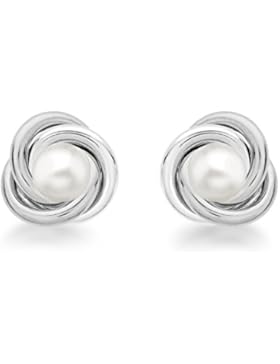 Tuscany Silver Ohrstecker Sterling Silber Perle 10mm Knoten