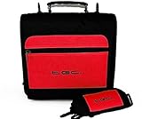 Exterior de nailon tejido resistente con forro de nailon cepillado. Bolsa elástica: correas de sujeción y solapa de almacenamiento diseñada para sostener y proteger el reproductor de DVD portátil.