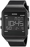 GUESS Men's U0595G1 Trendy Black Stainless Steel Watch with Digital Dial and Black Strap Buckle