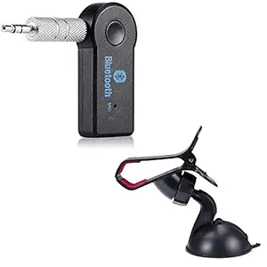 Rambot Car Bluetooth Device for Music System Receiver 5.0 Stereo with Car Mount Holder 360 Rotation, Freal Universal Smartphone Holders, Cell Phone Mount for All Mobile Phones