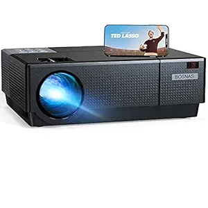 BOSNAS Native 1080P Projector Video 7200 Lux LED Projector 300 Movie Display Adjustable 50 4D Keystone Correction Support 4k for Home Theater for TV Stick HDMI VGA USB Laptop iPhone Android