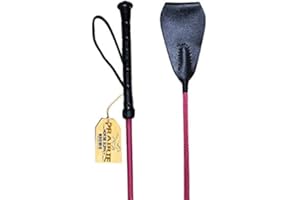 PRAIRIE HORSE SUPPLY Riding Crop for Horse (Black, Fuchsia, Pink, or Purple) (24 or 27 Inches) Fiberglass Shaft with Leather Single or Double Slapper