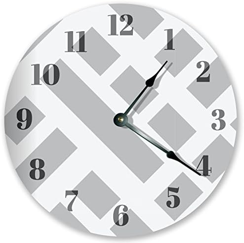Gray Criss Cross Wooden Wall Clock Silent Modern Wall Clock for Living Room Bedrooms Children Rooms Wall Art 12x12 in