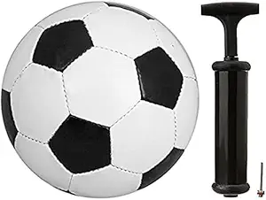 MM Collection Football, Storm Football - Size: 5, Free Kick Football - Size: 5 (Pack of 1) with Pump , Black and White,Multi