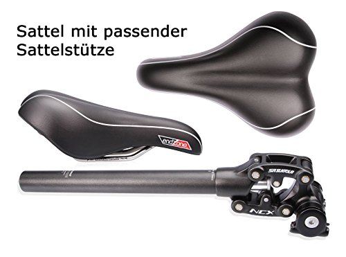 Federsattelstütze 31,6 mm Suntour + Komfort Trekking Sattel Gelsattel endzone