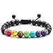 Produktbild Toyonee Frauen Lava Rock Perlen Armband Schwarz Healing Energy Edelstein Einstellbare Geflochtene Gliederarmband Bunte Yoga Energy Beads Geflochtenes Armband (I)