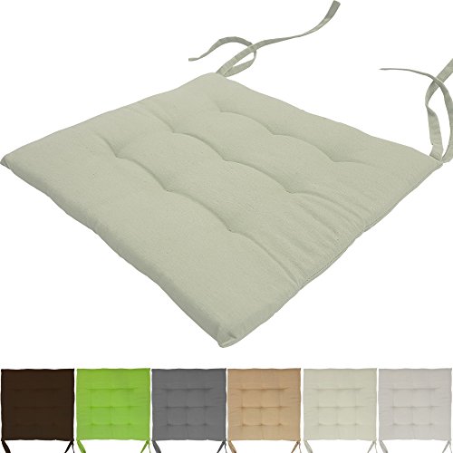 4x proheim Stuhlkissen Uni 40 x 40 cm 9er Steppung in Ecru gepolstertes Sitzkissen bequeme & komfortable Sitzauflage in Sparsets - Farbwahl