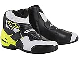  Alpinestars SMX-1 R - Botas de motorista (talla 49), color negro, blanco y amarillo fluorescente