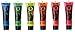 UV Glow - Glow in the Dark Face & Body Paint 10ml - Set of 6 Tubes