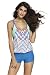 Produktbild Loveours Damen Mädchen Tankini Zweiteilige Bikini Set Gitter blau (M)