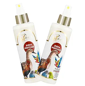 Pet Life Organic & Ayurvedic Birds Sanitizer Dry/Waterless/Spray for Poultry birds/Parrots/Hen/Pigeon, duck - Natural ingredients Tulsi, AloeVera, Alcohol(Ethanol)- All Bird Types - 200 Ml - Pack Of 2