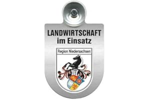HSK Einsatzschild für Windschutzscheibe incl. Saugnapf - Landwirtschaft im Einsatz - Wappen nach Wahl - 309460 Farbe Region Niedersachsen