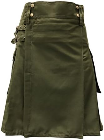 Gents Olive Green Utility Combat Kilt With Pockets - Size 30 - 44 (42)