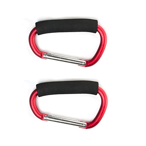 Winstory 2x Large Buggy Mummy Clip Pram Pushchair Shopping Bag Hook Carabiner Parent Organiser (Red)