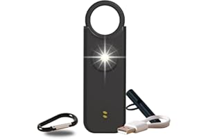 VOLTEK kit sifflet et Alarme personnelle (Noir) Femme Defense + detecteur Porte et fenêtre autodéfense Auto Alarme Mini Autonome + sifflet Urgence personnelle Lampe puissante 135 DB, USB-C, Guide