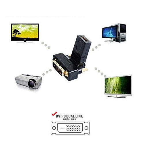 IIEasy Drehen 90 180 360 Grad weiblich auf männlich Gold Adapter HDMI zu DVI 24+1 Anschluss Gold Konverter Adapter für Multimedia - 8