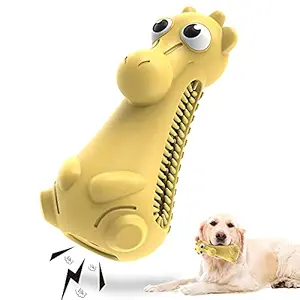 Dog Toys for Aggressive Chewers,PUPSAND Indestructible Large Dog Chew Toy for Teeth Cleaning,Durable Pet Teething Chew Toys Large Breed,Natural Rubber Tough Squeaky Dog Toys for Medium Large Dogs