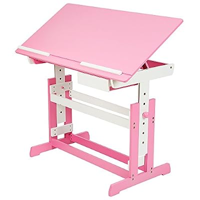TecTake Bureau enfant hauteur réglable plateau de table inclinable 109 x 55 cm en bois - rose