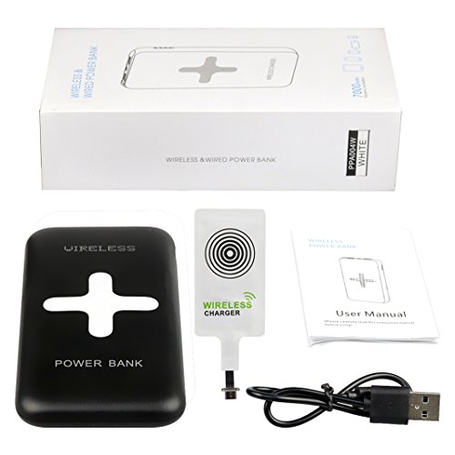 Qi Ladegerät Receiver + Wireless power bank, ZXK CO QI Wireless Ladegerät Charger Pad 7800mAh Portable Power Bank mit Doppel-USB-Ladeausgänge für Samsung Galaxy S6/S6 Edge/S4/S5, Nokia Lumia 920/1520, Google Nexus 7, LG G4, HTC Incredible 4G LTE – Schwarz - 8