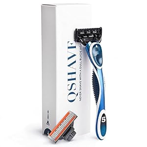 QSHAVE Men's Manual Shaving Razor,1pc Refill X3 blade, 1pc Refill X5 Cartridge& 1pc handle