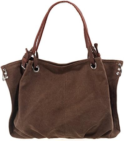 Ladies Bags Canvas Handbag For Women Totes Shoulder Bag Girls Big Book Bag Travel Bag AiteFeir (Brown)