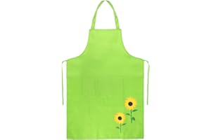Epokus Schürze Gärtner, Sonnenblumen Gärtnerschürze, Grün Karneval Gärtnerin Kostüm, Gärtner Kostüm Grillschürze mit Taschen, Damen Erwachsene Gärtner Schürze für Fasching Karneval Cosplay Mottoparty