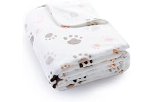 ALLISANDRO® Coperta per cani e gatti, Premium 350 GSM Microplush Fleece Pet Throw per animali domestici rilassati, Stampa Della Zampa Bianca, 80 x 60 cm