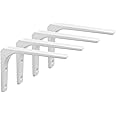 Sayayo Shelf Bracket Corner Brace Angle Bracket Shelf Support Wall Hanging 200mm*150mm, Metal Bright White Finished, 4 Pcs, EJR200W-4P
