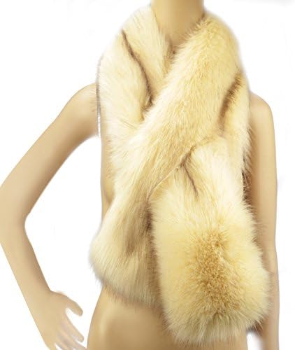 Cinoyoni Women's Winter Warm Fake Faux Fur Scarf Wrap Collar Shawl Shrug (Beige)