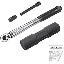 1/4" Clé Dynamométrique - TACKLIFE HTW4A 2,26-22,6Nm Clé de Torsion, Certification de Précision ± 4%, Barre d'extension, 3/8" Adaptateur, Double Échelle, Tête à Cliquet Réversible, Coffre de Rangement