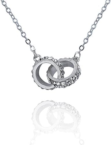Papa Yana A134 Elegant Ladies 'Eternal Love' Ring Pendant Silver Plated Necklace with Crystal Rhinestone Love