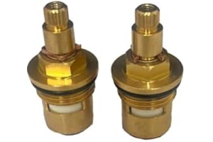 GENERIC Mixer Tap Cartridge Replacement Tap Valves for Bristan Echo 3770R 1/2" 7.6mm x 20 Spline, 46mm Total Cartridge Length Valve Ceramic Tap Spares Repair Reviver Kit Gland Pair - Hot and Cold