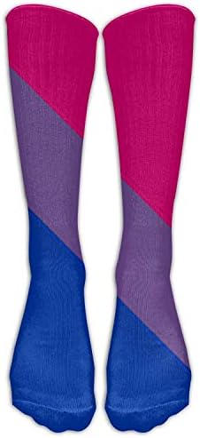 Bisexual Flag Nylon Knee Socks Cool Moisture Management Nurses Compression Socks For Girls 19.68 Inches