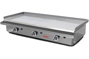 MBH - MAQUINARIA BAR HOSTELERÍA MBH - Plancha a gas profesional para bar y restaurante 100 cm 3 quemadores. Plancha a gas cocina industrial hostelería - MADE IN SPAIN