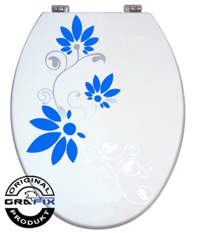 Grafix - Adhesivo decorativo para tapa de inodoro (vinilo), color azul y gris