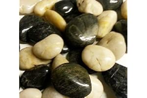 SOOTHING IDEAS 1kg Black and White Polished River Stones 30-60mm Home Garden Pond