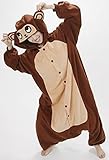 ABYED® Jumpsuit Tier Karton Fasching Halloween Kostüm Sleepsuit Cosplay Fleece-Overall Pyjama Schlafanzug Erwachsene Unisex Lounge,Erwachsene Größe L-für Höhe 167-175CM Brown Affe -