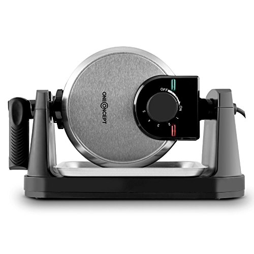oneConcept Waffelmaster Waffel Maker Waffeleisen Belgische Waffeln Waffelautomat (1000W, stufenlos regelbar, 17cm Durchmesser, drehbar, Antihaft-Beschichtung) schwarz - 3