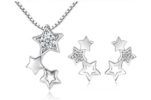 HELENA ROSE JEWELLERY Ladies' Matching Silver Jewellery Set, Necklace and Earrings for Women, 925 Silver Plate & Cubic Zirconia Crystals, With Gift Box