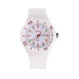 Sport Armbanduhr, Filfeel Jungen Mädchen Sport Armbanduhren Wasserdicht Kinder Quarz Analog Uhr(White)