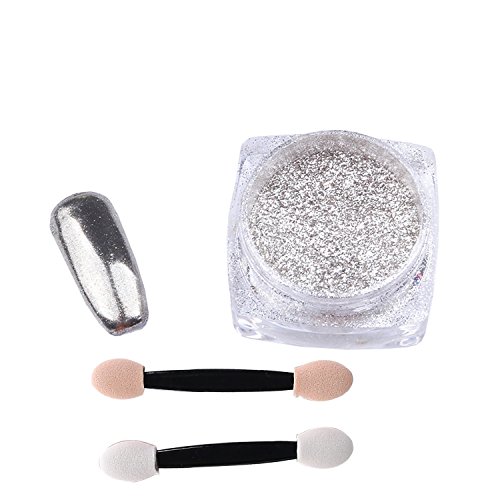 NALATI New Mirror Chrome Effect Nails Powder Silver 1g Box (Silver)