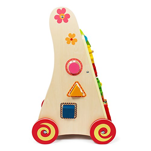 Kledio Kinder Activity Lauflernwagen aus Holz FSC® 100%, Baby Lauflernhilfe mit Bausteinen und vielen weiteren Funktionen, Laufwagen für Kinder ab 1 Jahr geeignet - 3