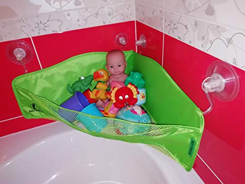Organizador de Juguetes de Baño - Ventosas Extra Fuertes - Red de Malla para Juguetes para la Bañera - Bolsa Contenedora de Rincón de Ducha - Guarda de Baño para Bebés