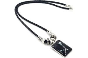 ALTCIRNMD Collana Costellazione Per Donna Uomo Ciondolo Costellazione Rettangolare In Resina Nera Con Catena In Pelle Collana Con 12 Segni Zodiacali Costellazioni