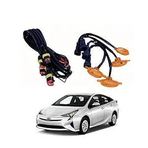 PRIKNIK LED Grille Lights Amber Yellow Grill Led with Fuse Adapter Wiring Harness Kit (4PCS, Amber Shell with Amber Light) Compatible with Prius Hybrid