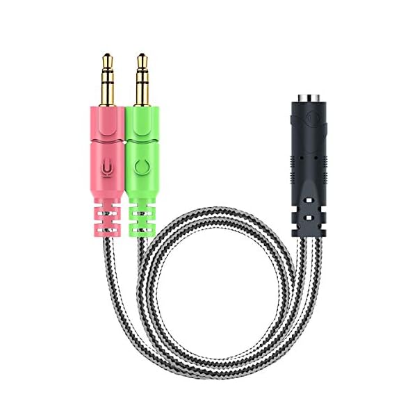 MillSO Jack de 3,5 mm audio y cable adaptador 1 x 3,5 mm 4 Posición hembra 2 x 3,5 mm 3 Posición Conector para PS4 PC…