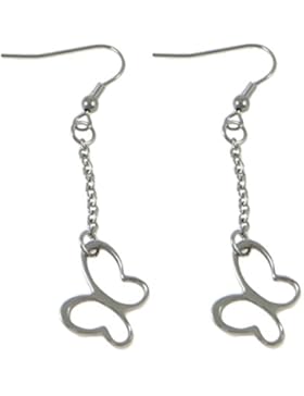 Ohrhänger aus Edelstahl mit Schmetterling, 66mm lang